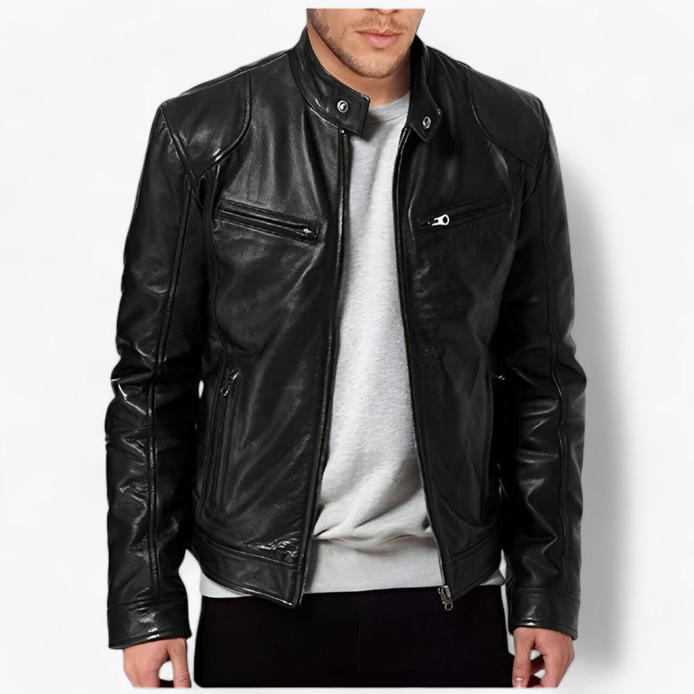 ACCELERATE | Slim Fit PU Leather Jacket for Men - Trendy and Spring-like