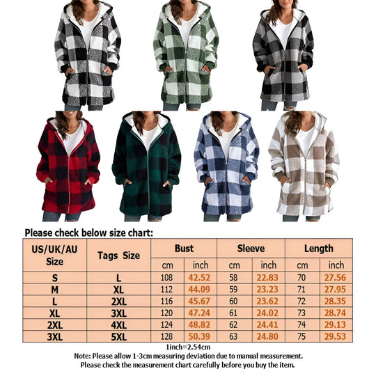 XIOMARA | Oversized Hooded Long Checkered Coat for Women - Ultimate Comfort and Stylish Warmth