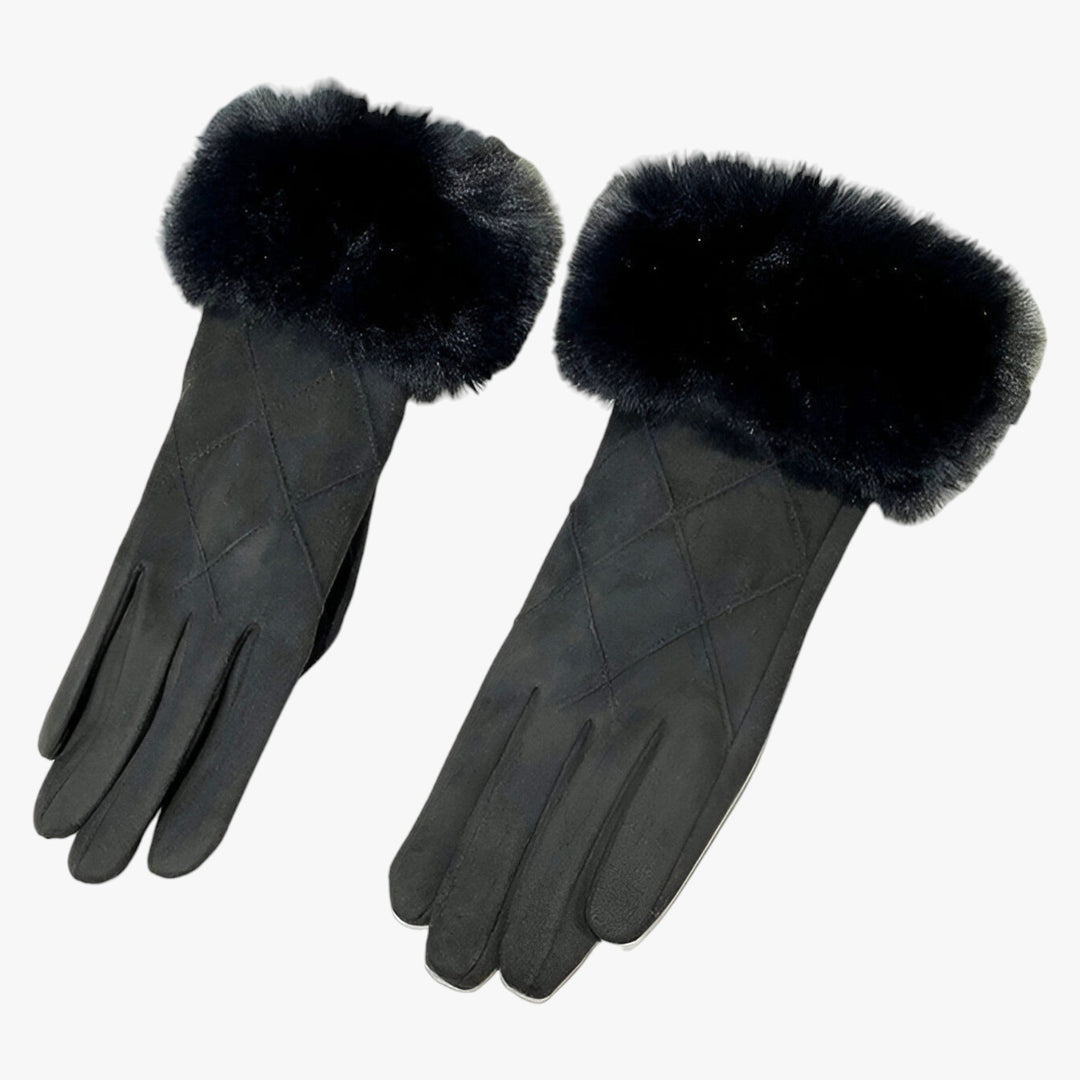 EleganceTouch | Winter Checkered Suede Gloves - Stylish & Touchscreen Compatible