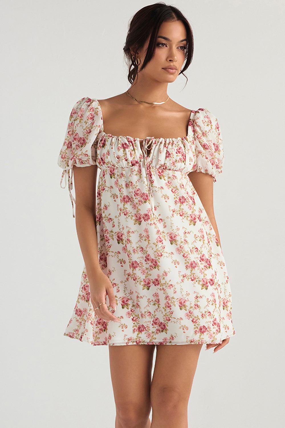 Bella | Mini Dress with Pink Print - Floral & Girly