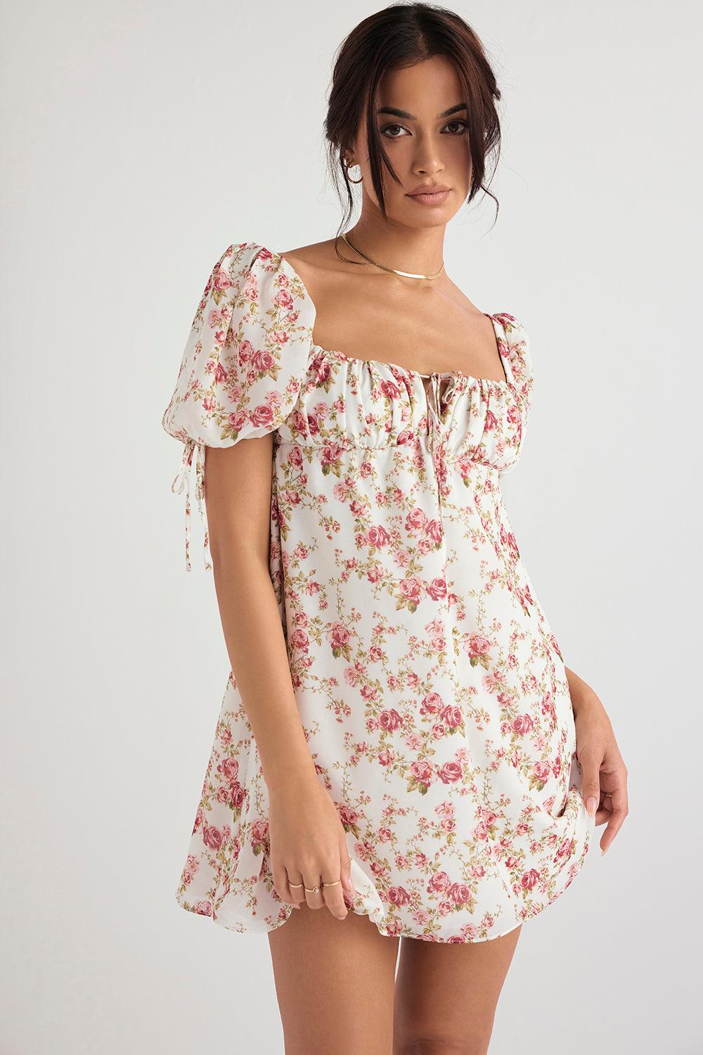 Bella | Mini Dress with Pink Print - Floral & Girly