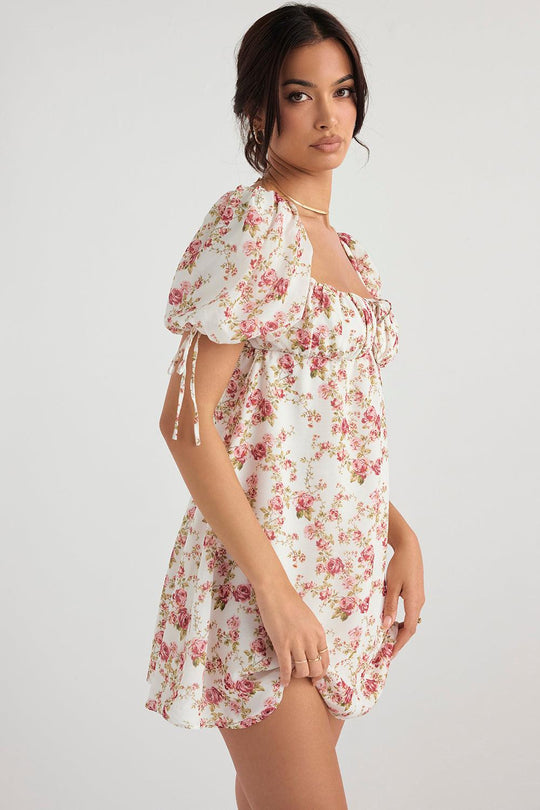 Bella | Mini Dress with Pink Print - Floral & Girly