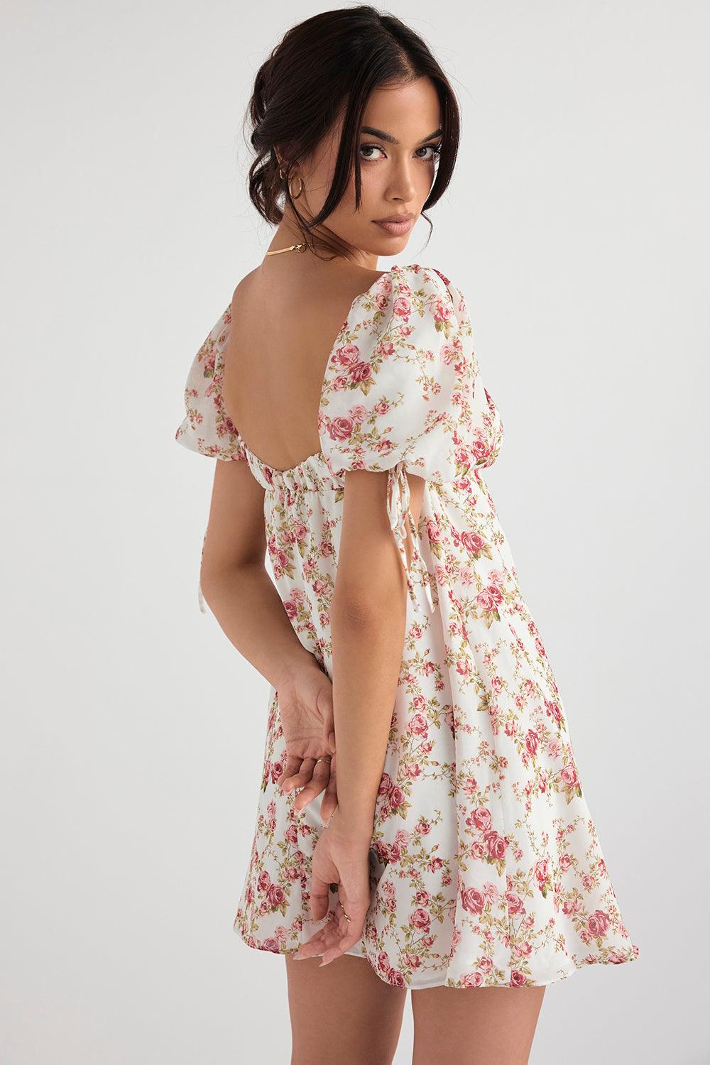 Bella | Mini Dress with Pink Print - Floral & Girly