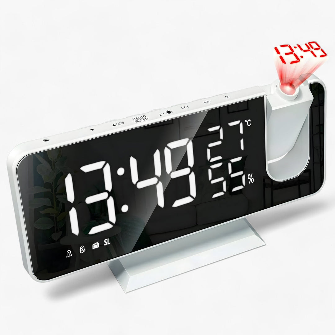 Aton | Smart Alarm Clock - FM Radio & LED Display with 180° Time Projection