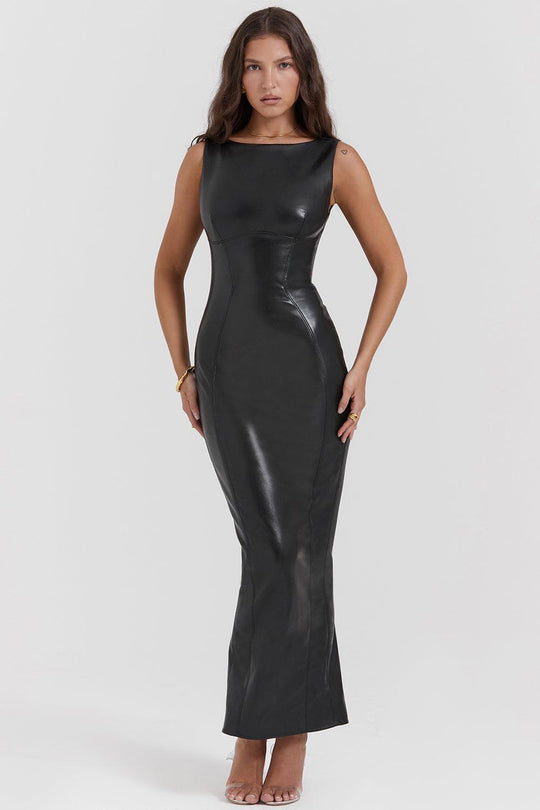 Luxury Leather Maxi Dress | Sophisticated and Bold