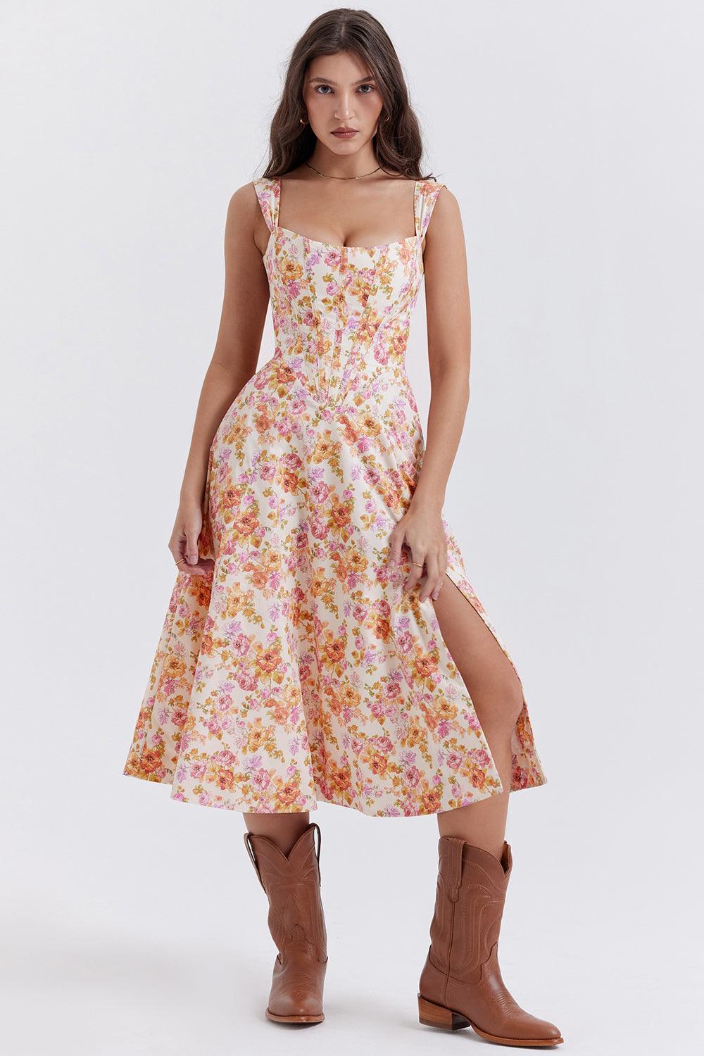 Ivy | Floral Midi Dress - Bright & Light