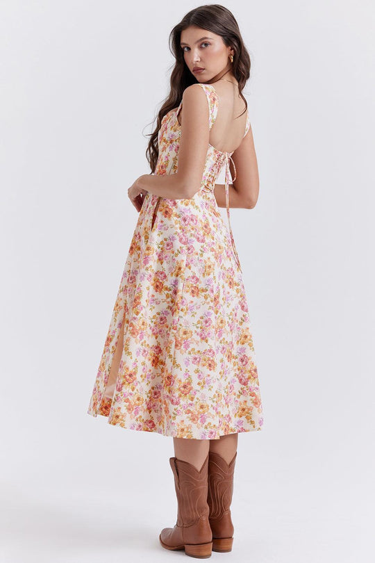 Ivy | Floral Midi Dress - Bright & Light