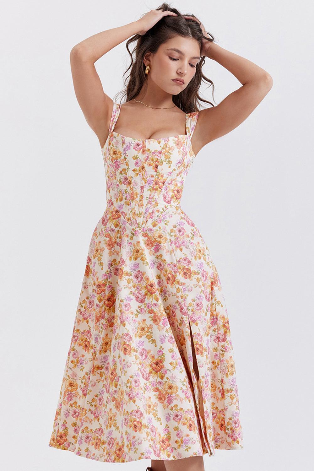 Ivy | Floral Midi Dress - Bright & Light