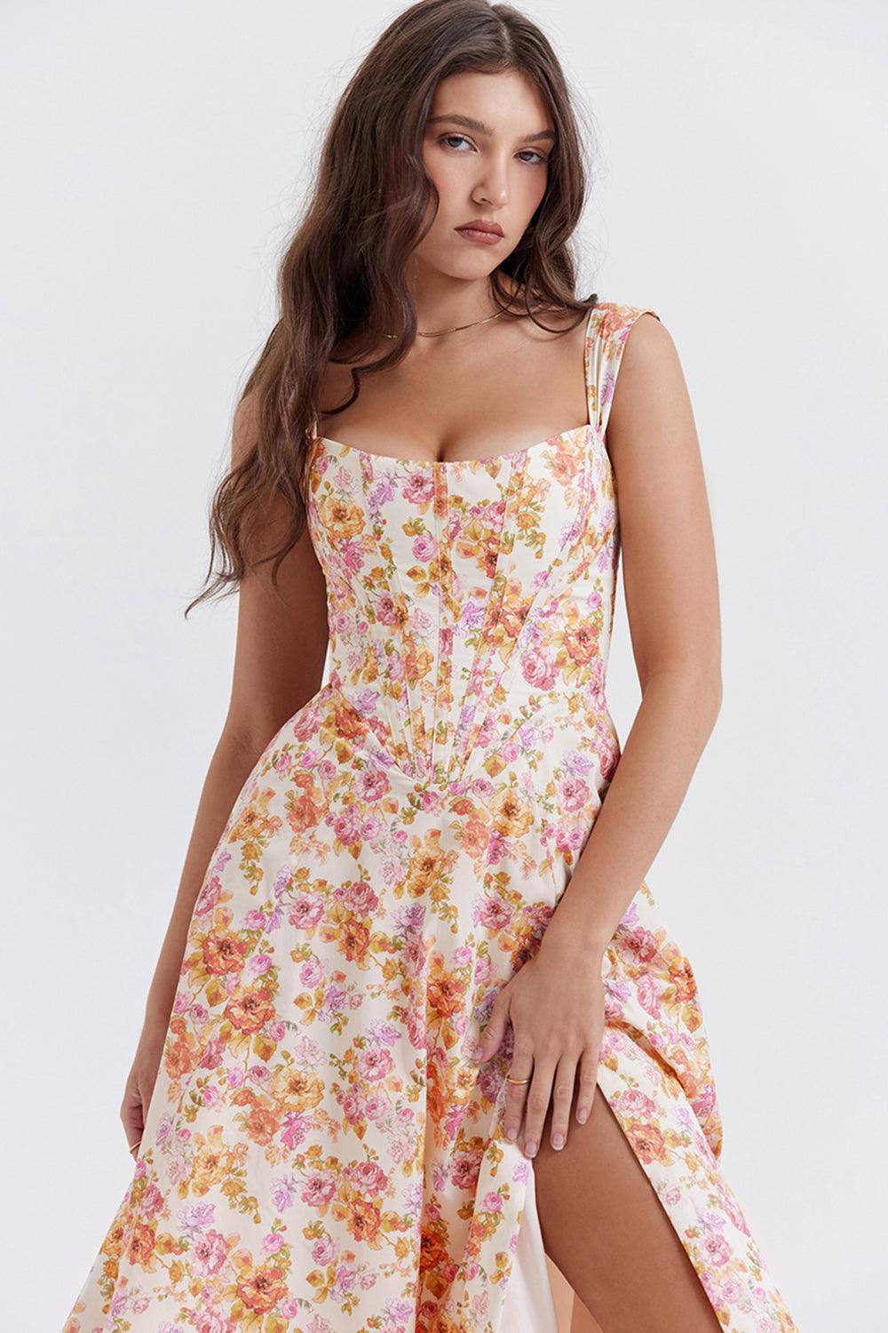 Ivy | Floral Midi Dress - Bright & Light