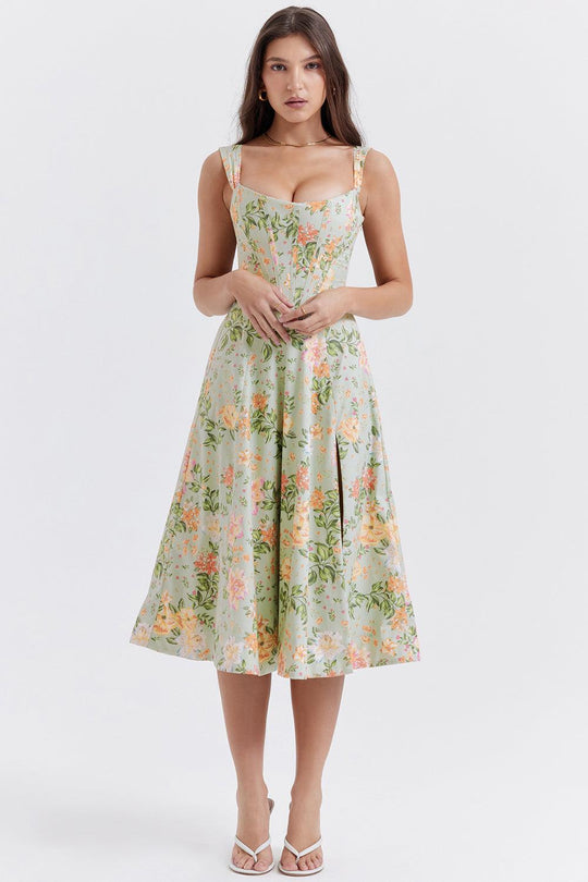 Ivy | Floral Midi Dress - Bright & Light