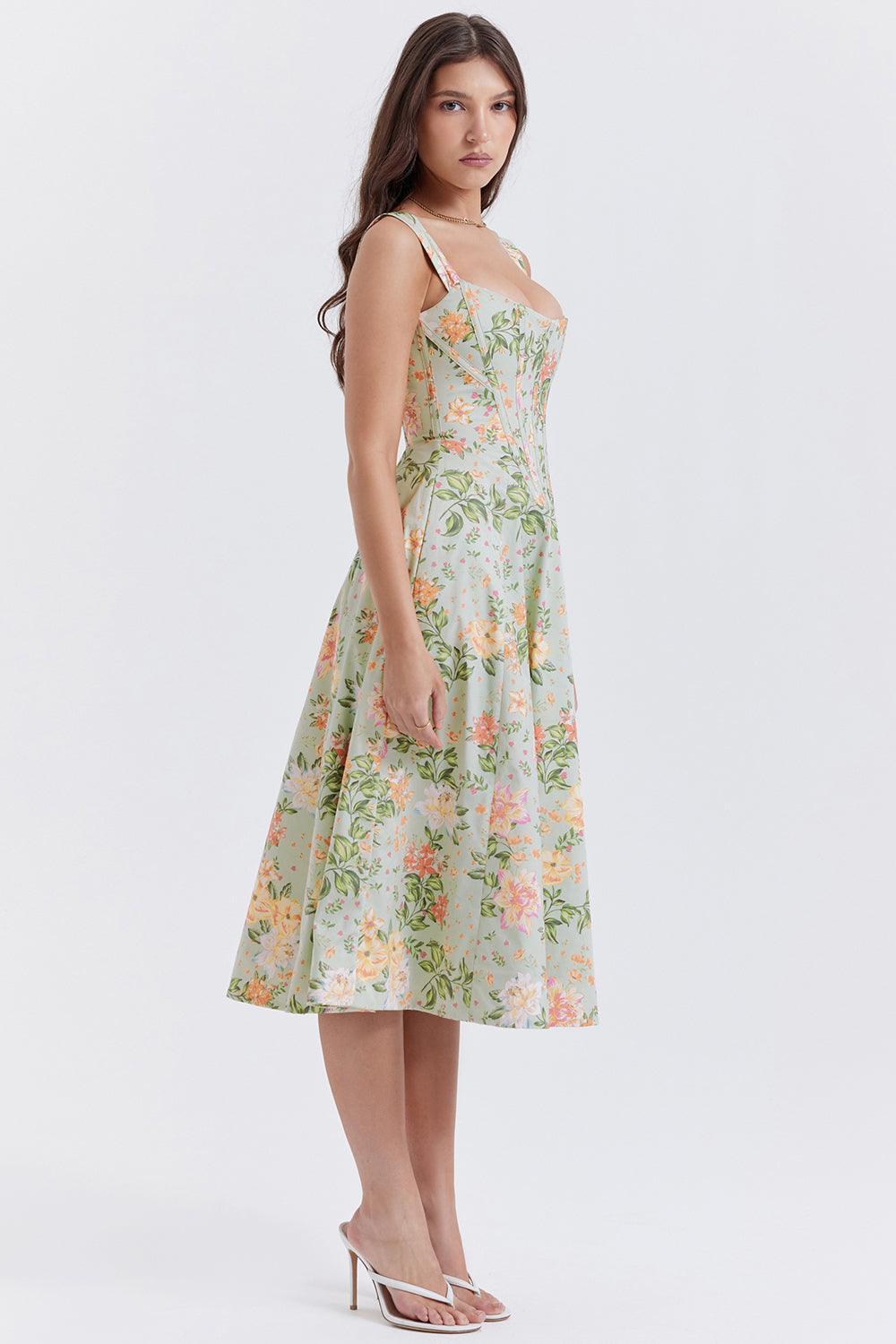 Ivy | Floral Midi Dress - Bright & Light