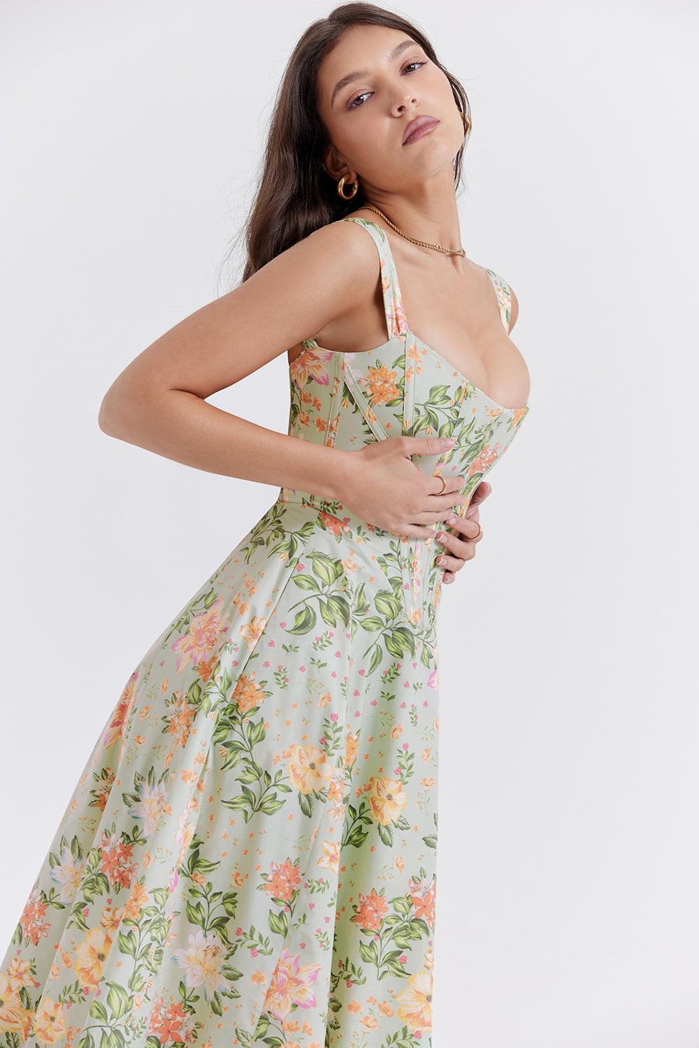 Ivy | Floral Midi Dress - Bright & Light