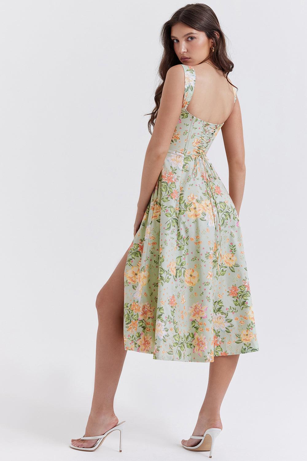 Ivy | Floral Midi Dress - Bright & Light