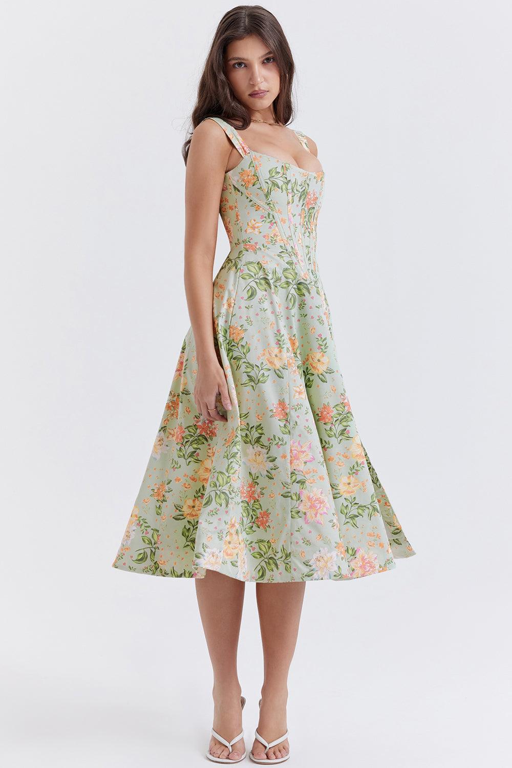 Ivy | Floral Midi Dress - Bright & Light