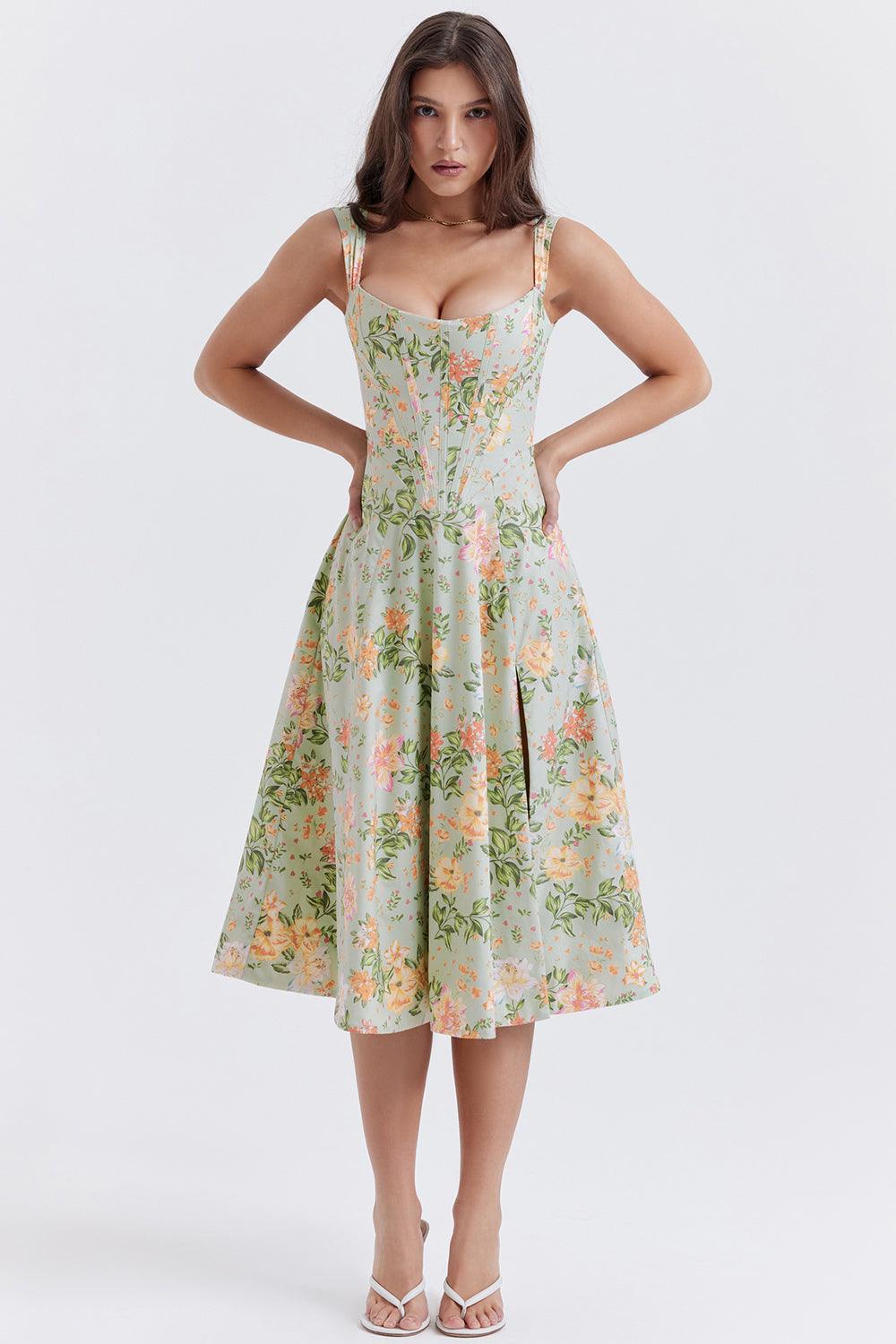 Ivy | Floral Midi Dress - Bright & Light