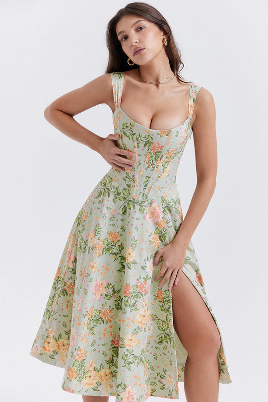 Ivy | Floral Midi Dress - Bright & Light