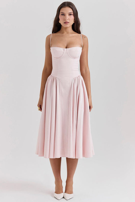 Midi Corset Dress in Twill | Structured and Feminine