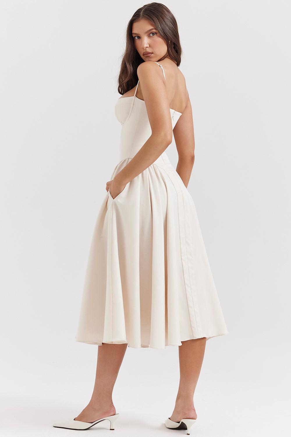 Midi Corset Dress in Twill | Structured and Feminine