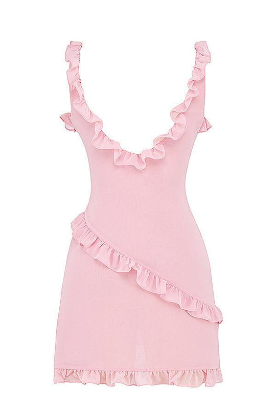 Daisy | Mini Ruffle Dress Quartz Pink - Elegant & Playful