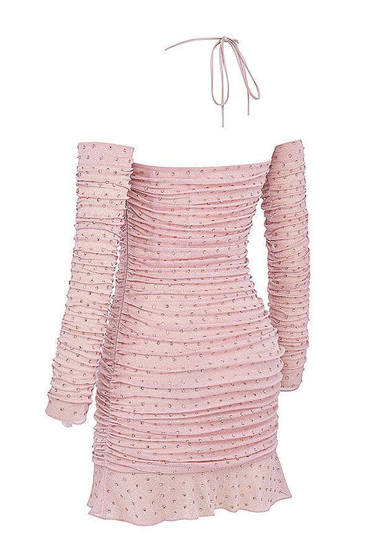 Rosalie | Soft Pink Crystal Dress - Sparkling Elegance