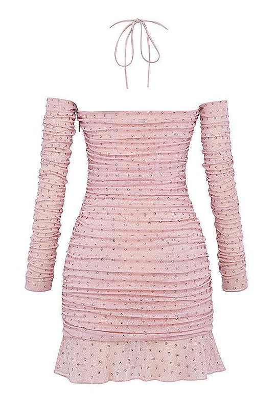 Rosalie | Soft Pink Crystal Dress - Sparkling Elegance