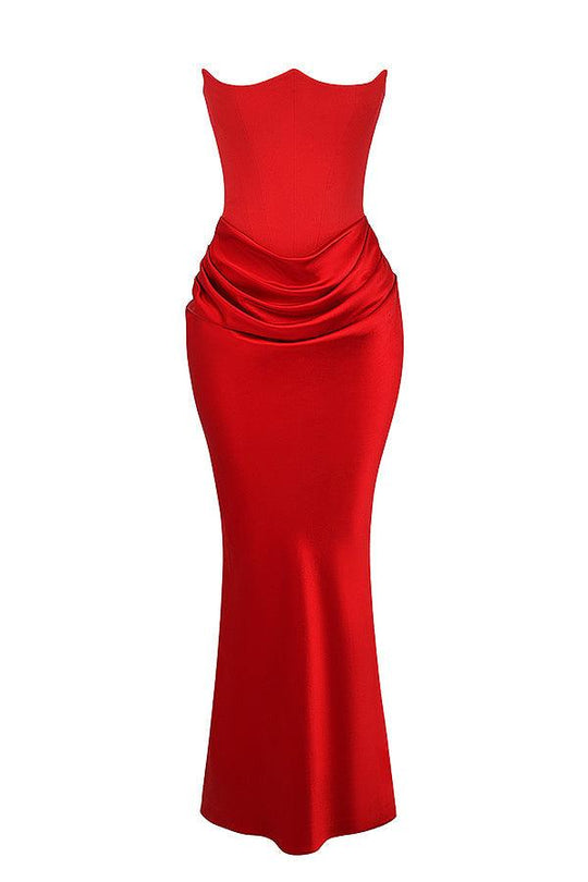 Elegant Strapless Corset Maxi Dress | Classic Glamour for the Evening