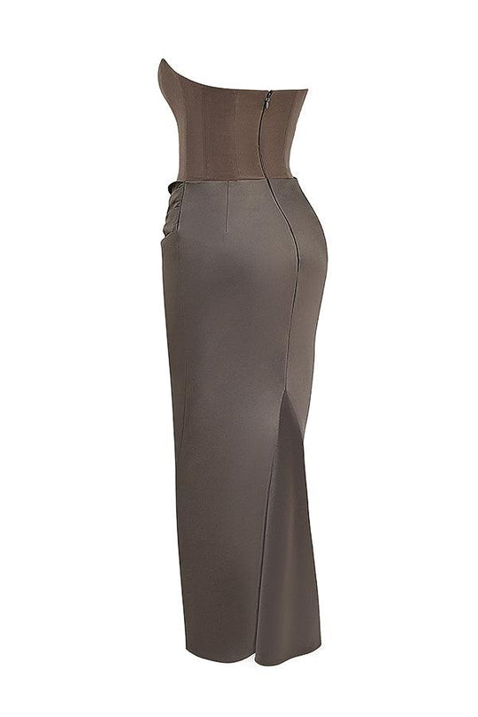 Elegant Strapless Corset Maxi Dress | Classic Glamour for the Evening