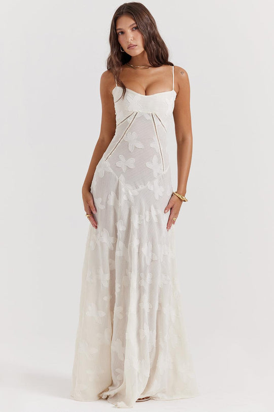 Séréna | Vintage Cream Maxi Dress - Elegant and Timeless