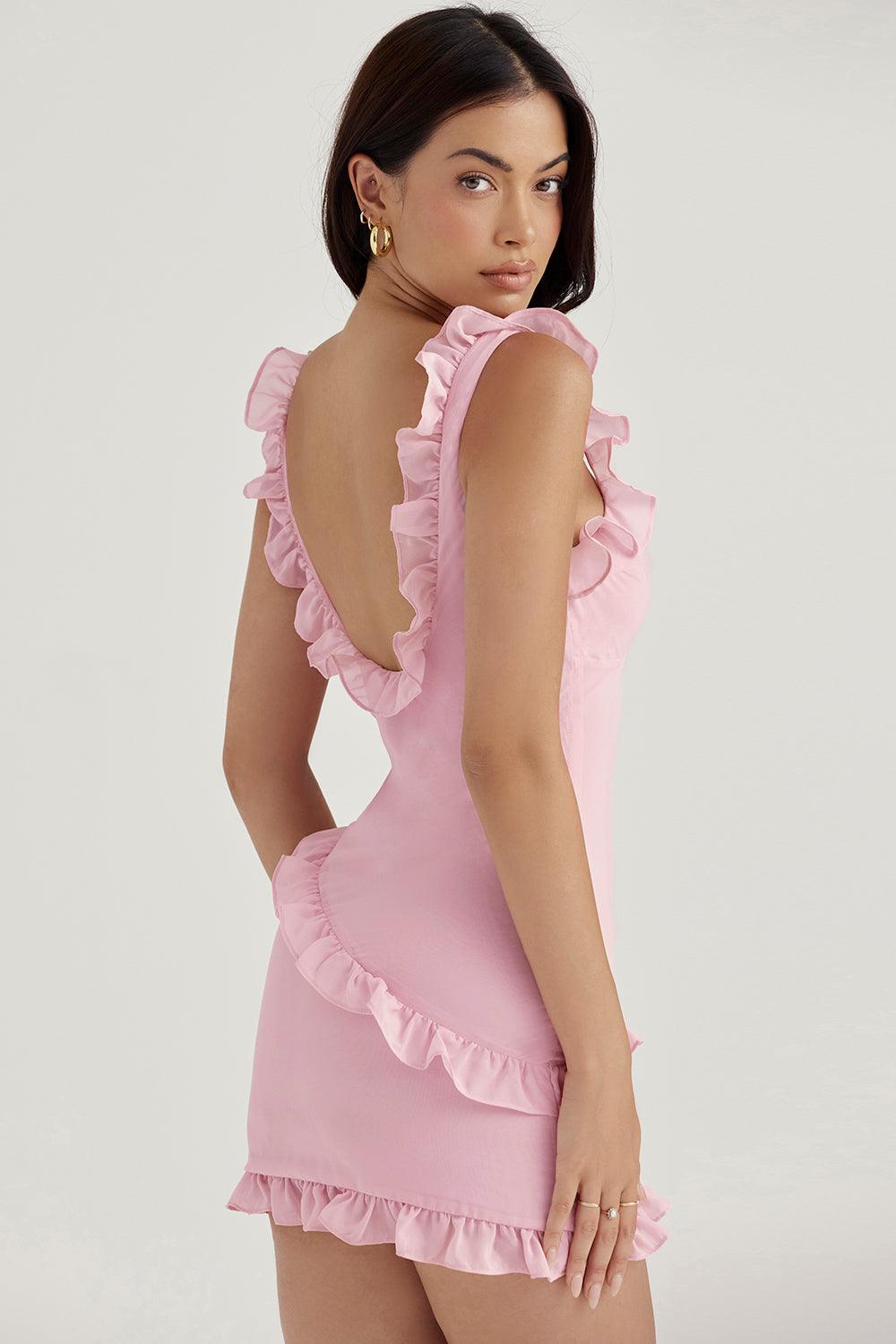 Daisy | Mini Ruffle Dress Quartz Pink - Elegant & Playful