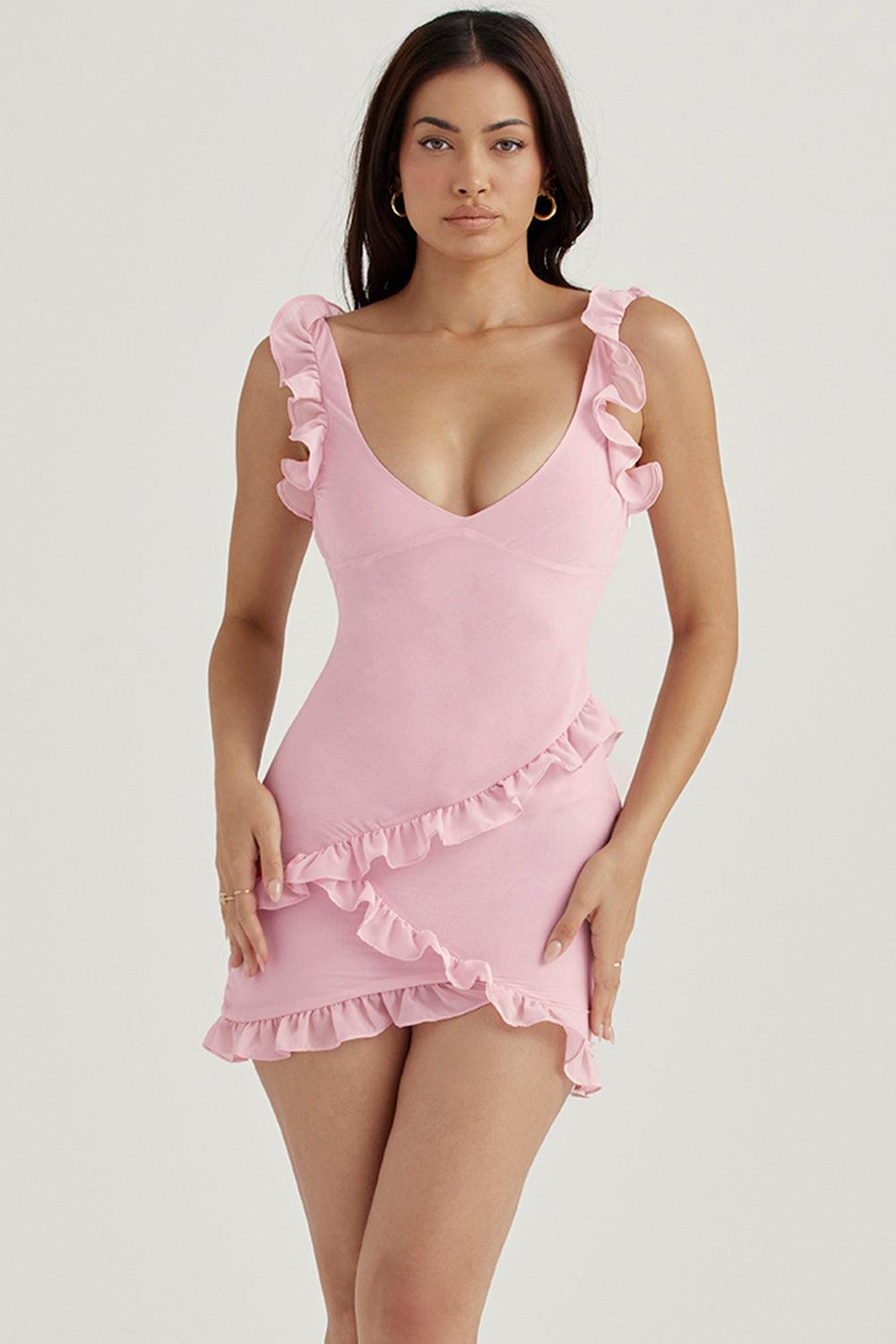 Daisy | Mini Ruffle Dress Quartz Pink - Elegant & Playful