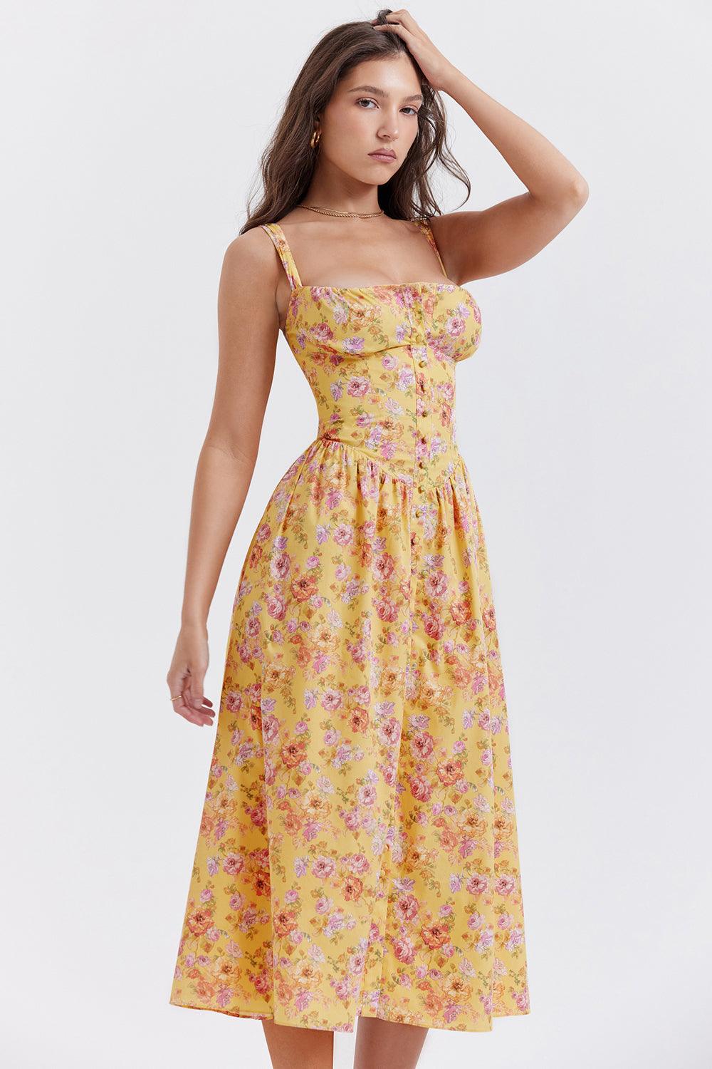 Ivy | Floral Midi Dress - Bright & Light