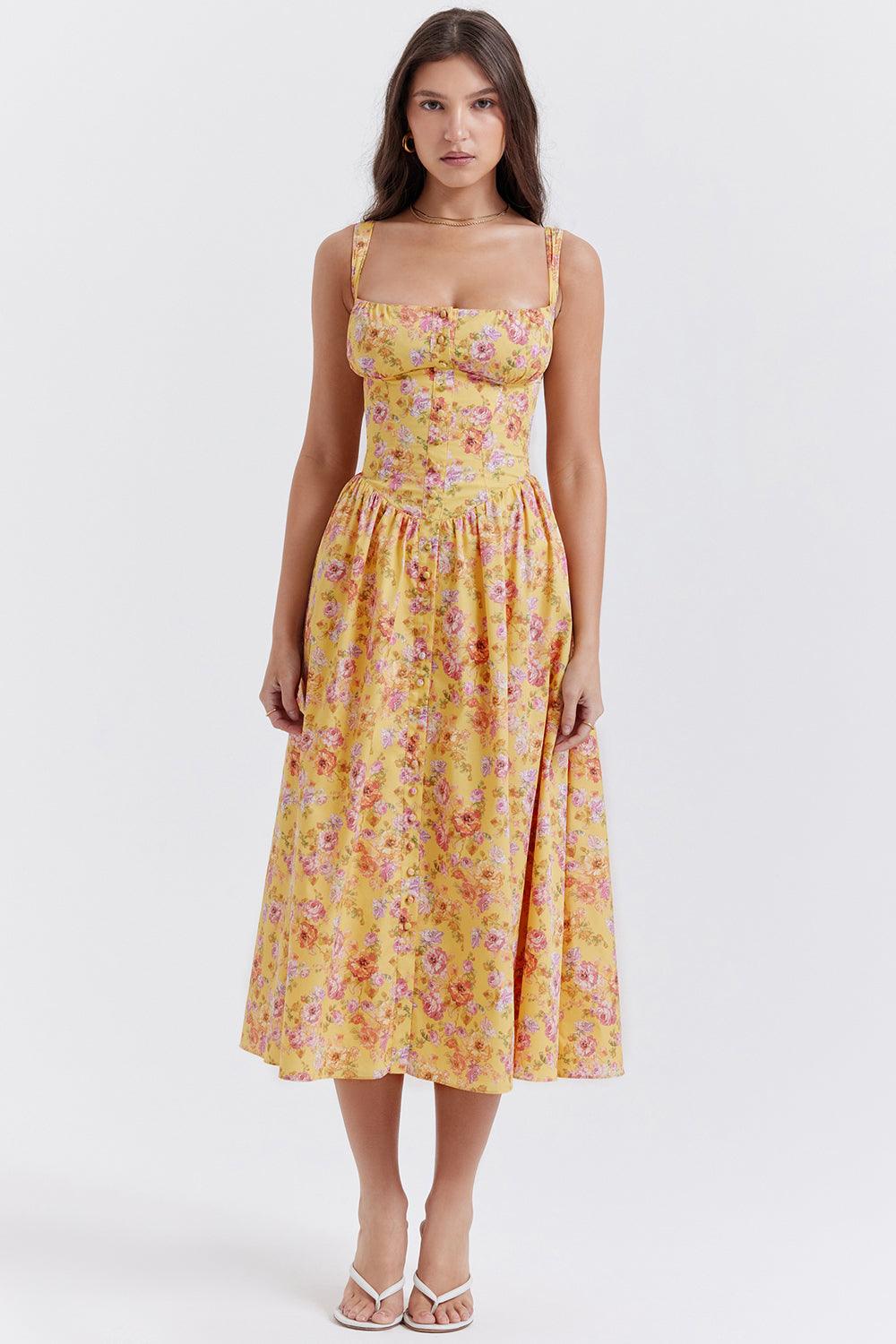 Ivy | Floral Midi Dress - Bright & Light