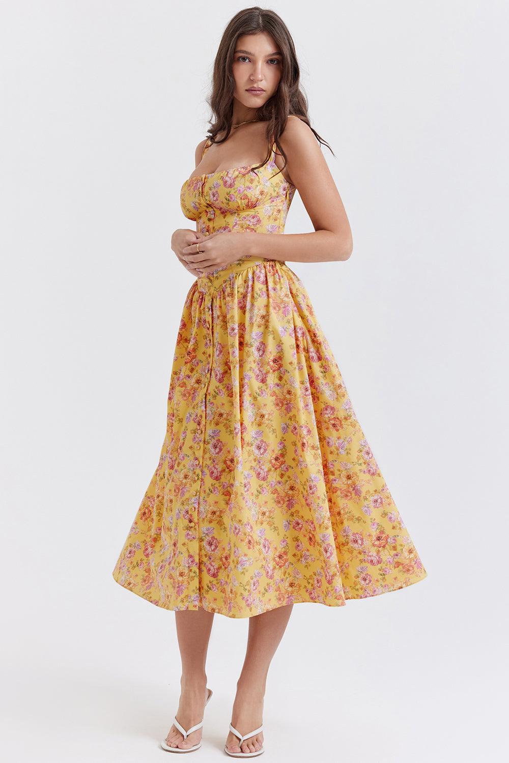 Ivy | Floral Midi Dress - Bright & Light