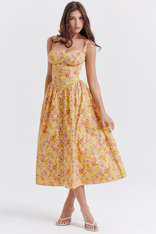 Ivy | Floral Midi Dress - Bright & Light