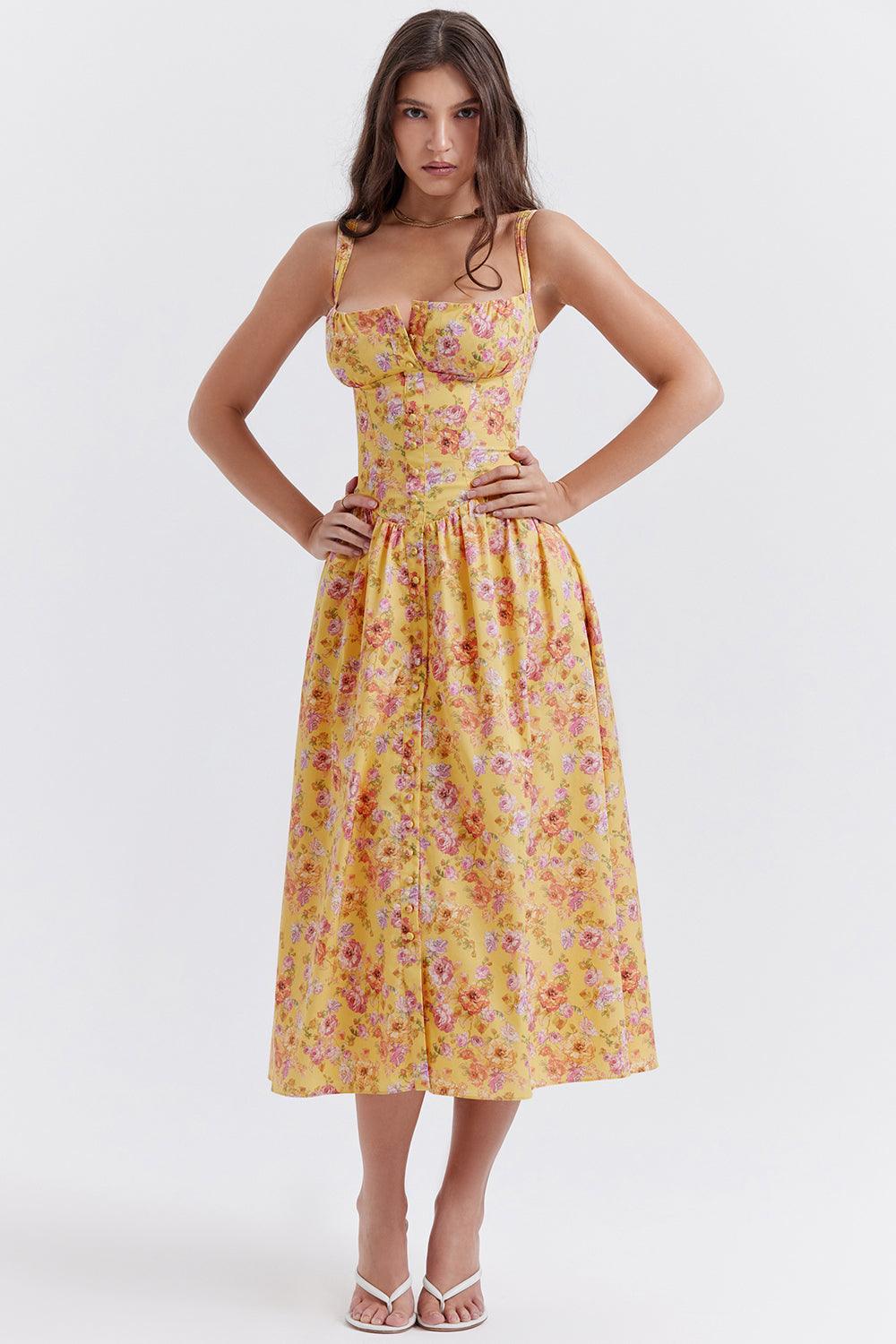 Ivy | Floral Midi Dress - Bright & Light