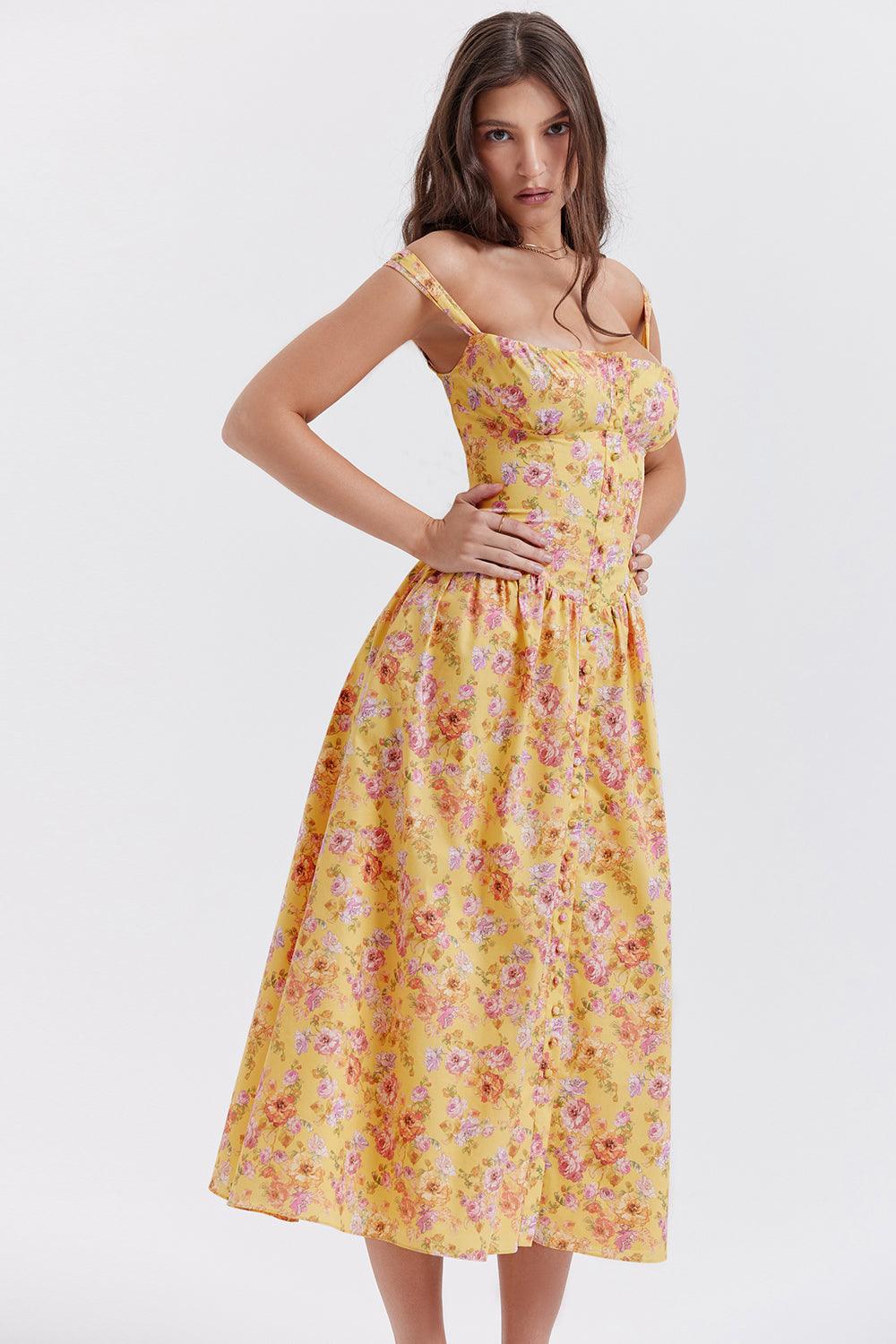 Ivy | Floral Midi Dress - Bright & Light