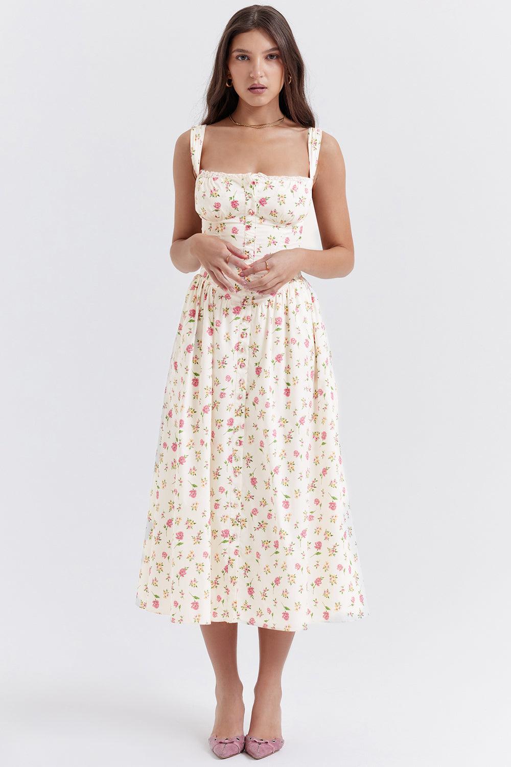 Ivy | Floral Midi Dress - Bright & Light