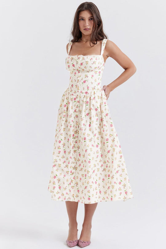 Ivy | Floral Midi Dress - Bright & Light