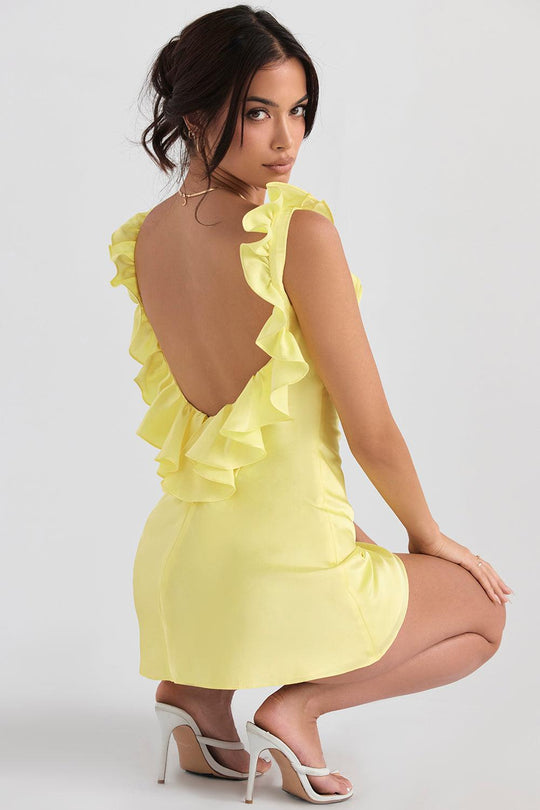 Satin Mini Dress with Ruffles | Playful and Elegant