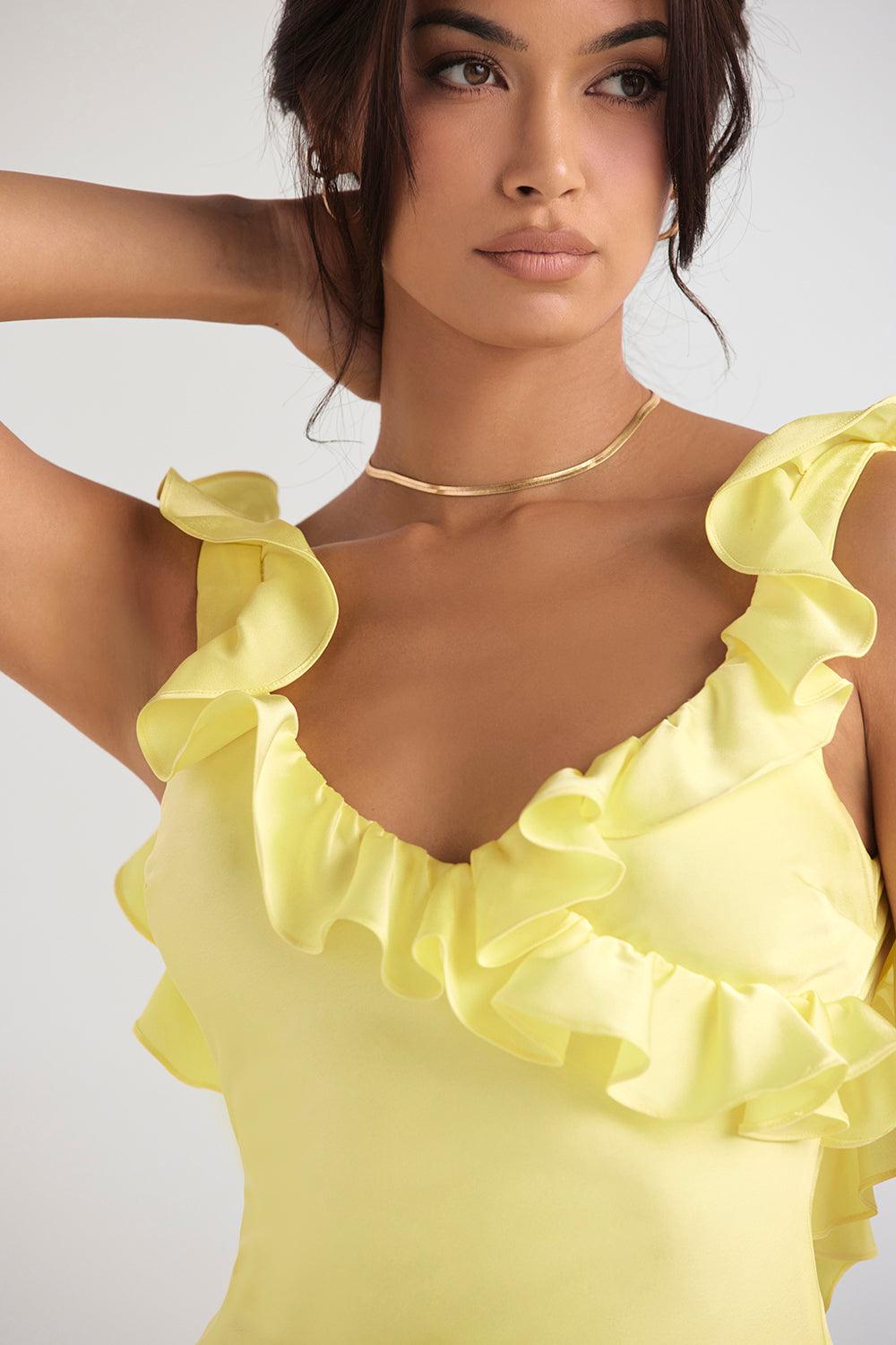 Satin Mini Dress with Ruffles | Playful and Elegant