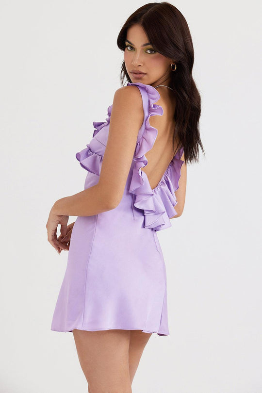 Satin Mini Dress with Ruffles | Playful and Elegant